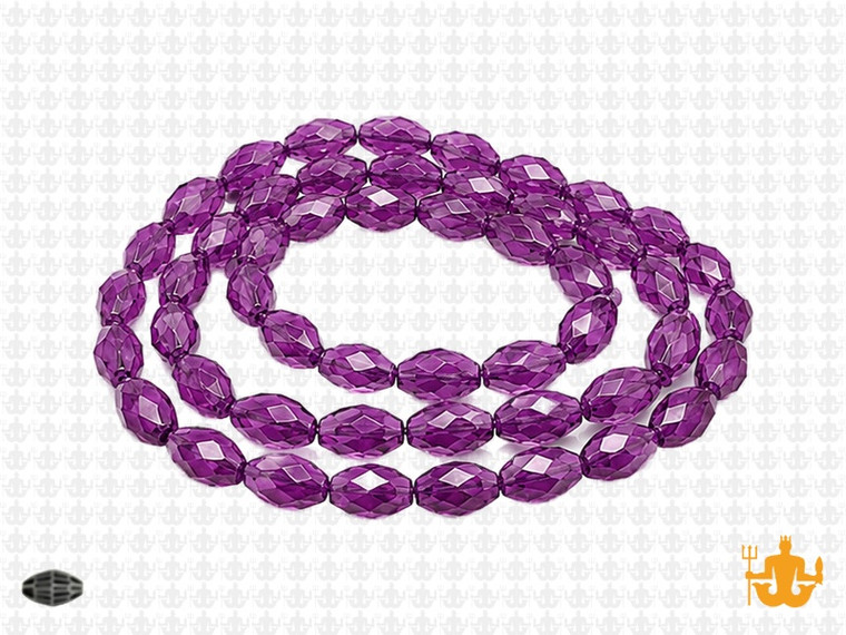 8x12mm Amethyst Glass Faceted Rice About 35 Bead 15" [uc13a20]