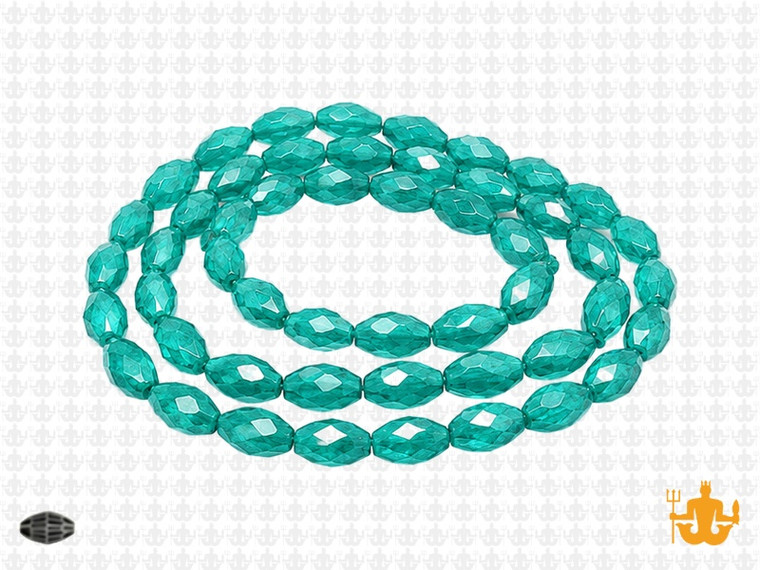 8x12mm Blue Zircon Glass Faceted Rice About 35 Bead 15" [uc13a27]