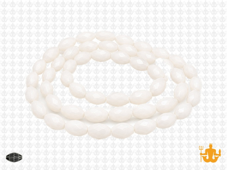 8x12mm Snow Opal Quartz Faceted Rice Beads 15.5" synthetic [uc13b1]