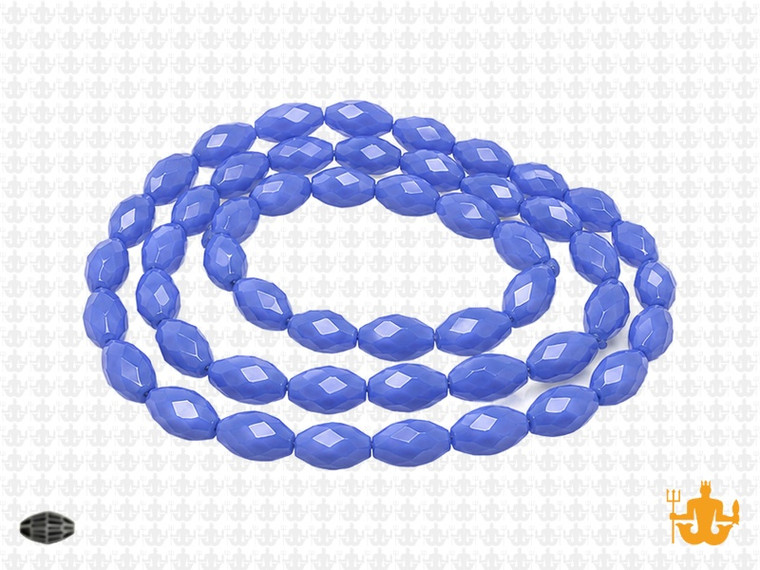 8x12mm Blue Opal Quartz Faceted Rice Beads 15.5" synthetic [uc13b4]