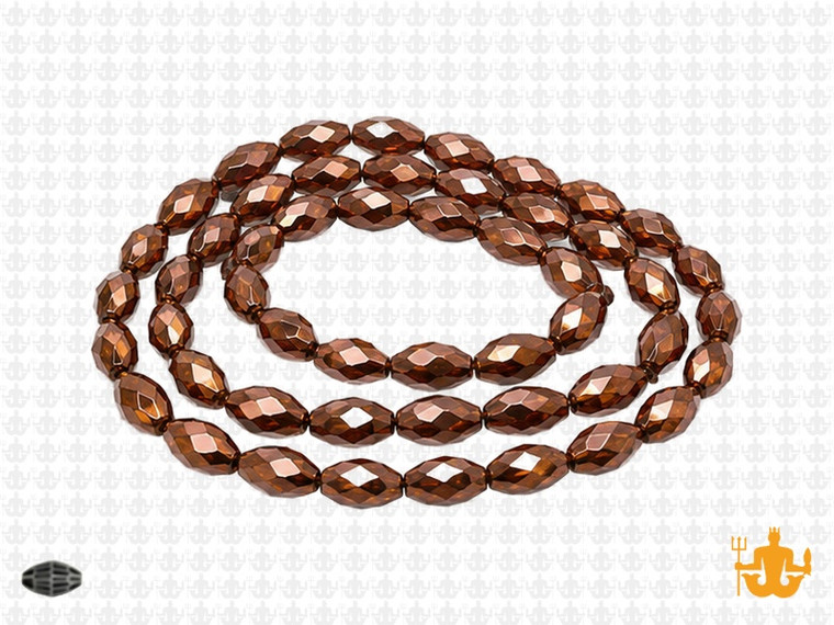 8x12mm Metallic Gold Glass Faceted Rice About 35 Bead 15" [uc13b18]