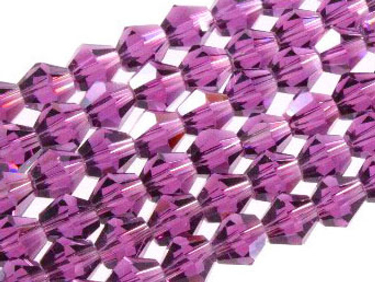 4mm Amethyst Glass Faceted Bicone about 14" [uc21a20]