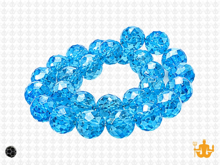 4mm Aquamarine Glass Faceted Bicone about 14" [uc21a26]
