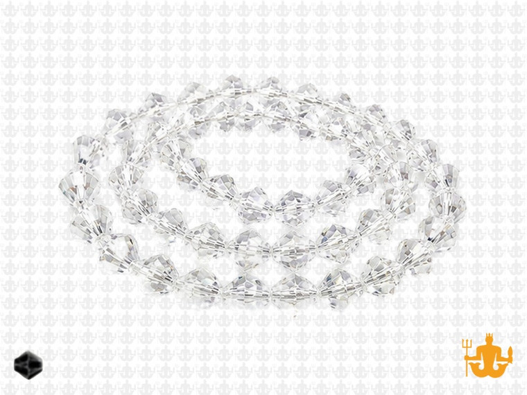 6mm Glass Faceted Bicone About 50 Bead 11" [uc22a1]
