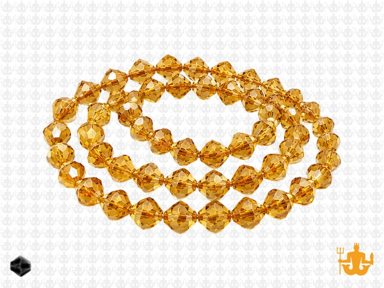 6mm Topaz Glass Faceted Bicone About 50 Bead 11" [uc22a12]