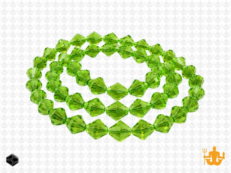 6mm Emerald Glass Faceted Bicone About 50 Bead 11" [uc22a17]