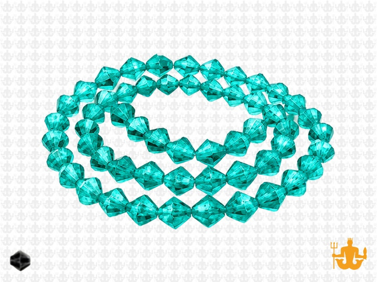 6mm Blue Zircon Glass Faceted Bicone About 50 Bead 11" [uc22a27]