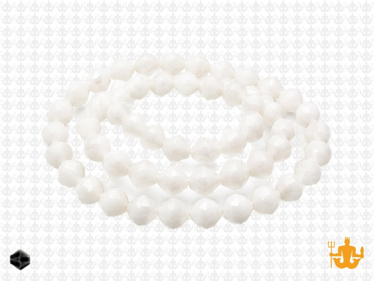 6mm White Opal Glass Faceted Bicone About 50 Bead 11" [uc22b1]