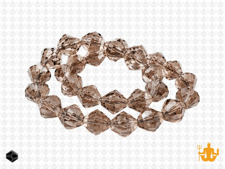 8mm Smoky Glass Faceted Bicone About 40 Bead 12" [uc23a24]