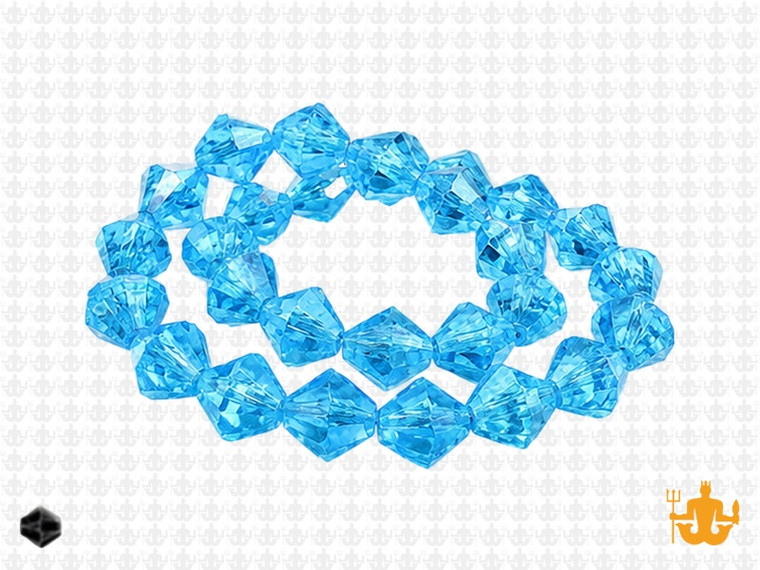 8mm Aquamarine Glass Faceted Bicone About 40 Bead 12" [uc23a26]