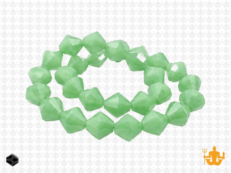 8mm Green Opal Glass Faceted Bicone About 40 Bead 12" [uc23b3]