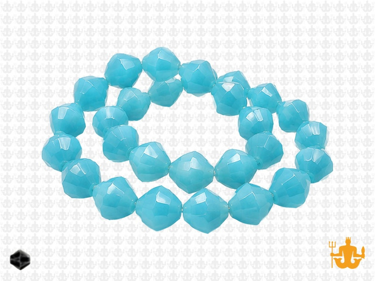 8mm Aqua Opal Glass Faceted Bicone About 40 Bead 12" [uc23b6]