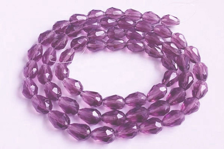6x8mm Metallic Purple Glass Faceted Teardrop Beads 15" [uc42b22]