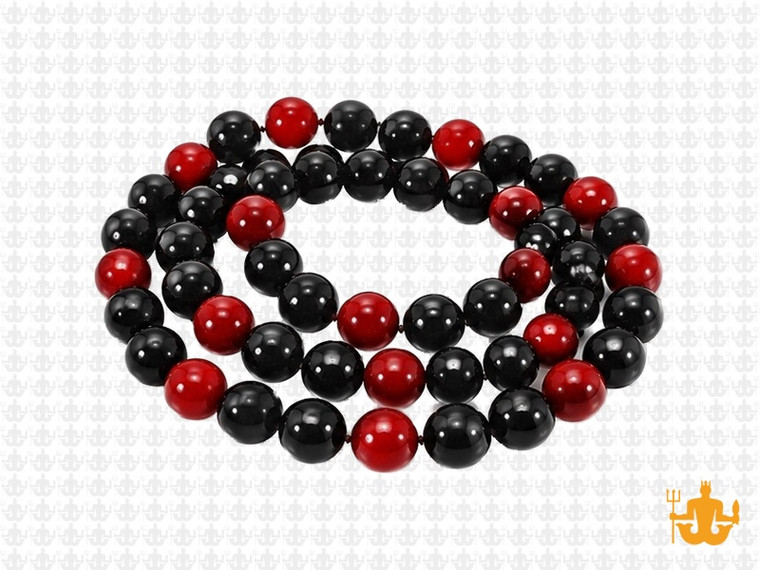 6mm Red Jade & Obsidian Round Beads 15.5" dyed [6x49]