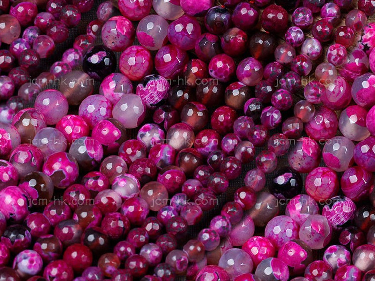 6mm Pink Faceted Fire Agate Round Beads 15.5" dyed [6g2f]