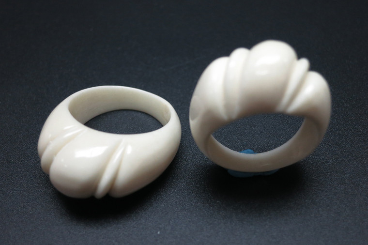 12mm Buffalo Bone Rope Dome Ring [z1801]