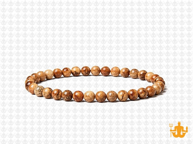 4mm Picture Jasper Elastic Bracelet 7.5" natural [b1b26]