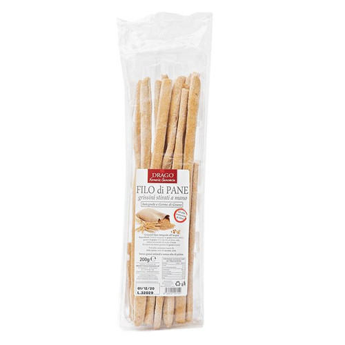 Gressins intégrale au germe de blé étirés à la main "Filo di Pane" Drago - 200 gr Excellence de la Ligurie