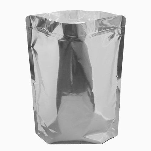 mylar bag standing up.