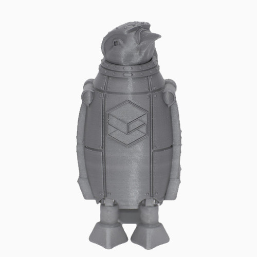SnoLabs Penguin printed in Silver PLA+>