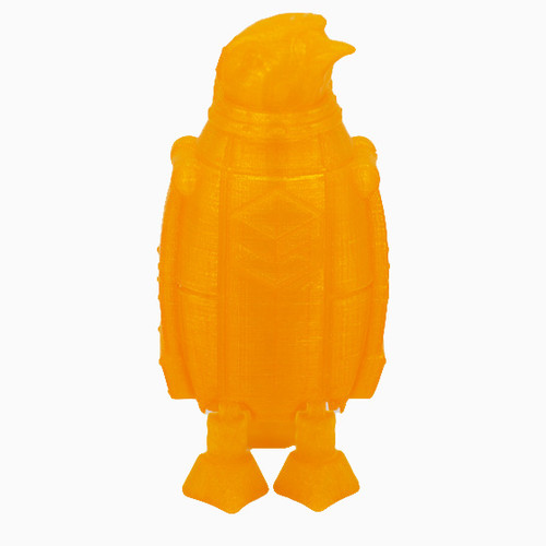 SnoLabs Penguin printed in Transparent Orange PLA.