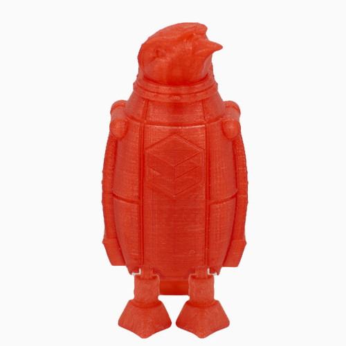 SnoLabs Penguin printed in Transparent Red PLA+.