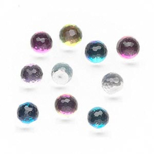 10 Clear Vitrail 8mm Flat Bottom Faceted Round Glass Embellishments *