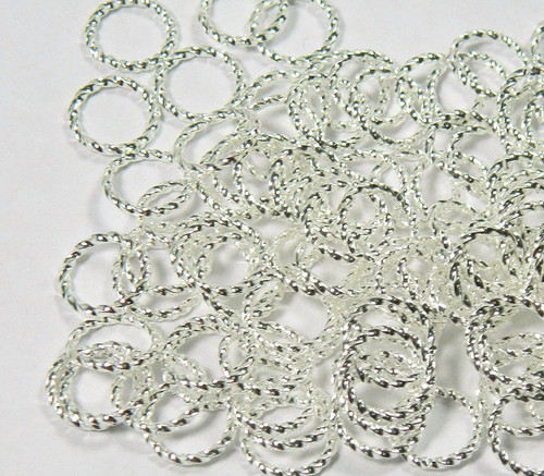 Jumpring, 144 Silver Plated Brass 16 Gauge 10mm Fancy Twisted Round