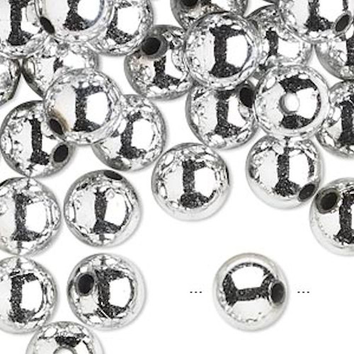 200 Grams (300-400 Beads) Acrylic Metallic Silver 10mm Round Beads `