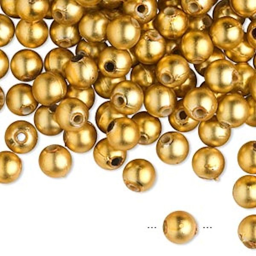 100 Grams Acrylic Matte Metallic Gold 6mm Round Beads