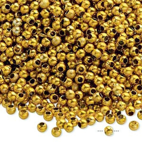 4,500 Acrylic Metallic Gold 3mm Round Beads with 0.8-1.1mm Hole