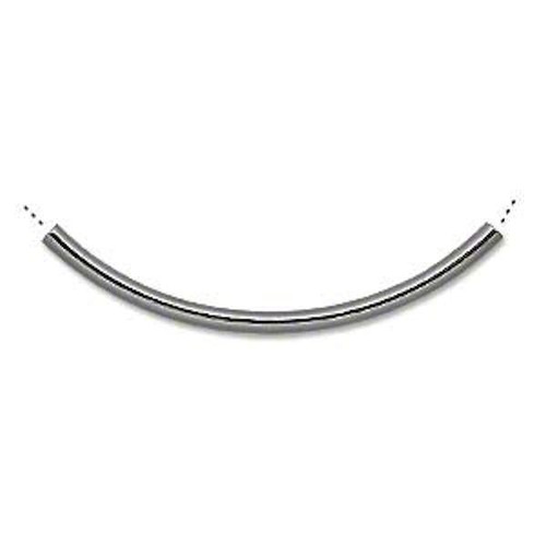 100 Gunmetal Plated Brass 38x2mm Curved Tube Noodle Beads with 0.7-1mm Hole