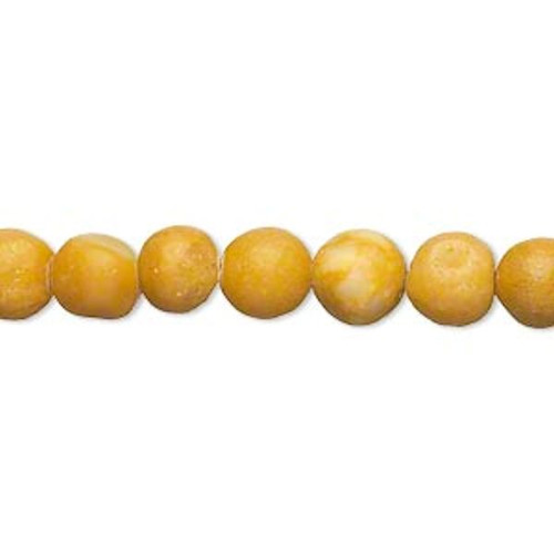 1 Strand(60) Yellow Natural Marble Matte Finish 6-7mm Round Beads *