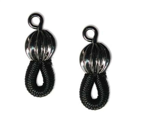 Eyeglass End, 12 Eyeglass Holders Black Elastic Cord with Corrugated Black Oxide Bead