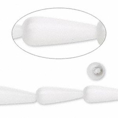1 Strand White Cat's Eye Glass 16x6mm Teardrop Beads  with 1mm Hole