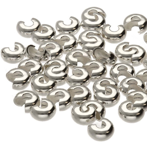 Crimp Cover, 144 Silver Plated Brass 4mm Smooth Crimp Covers to Hide Crimps & Knots Crimp Cover, 144 Silver Plated Brass 4mm Smooth Crimp Covers to Hide Crimps & Knots