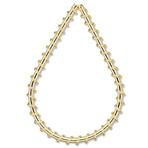 Component, 100 Gold Plated Steel Wire Wrapped 45x30mm Teardrop Components *