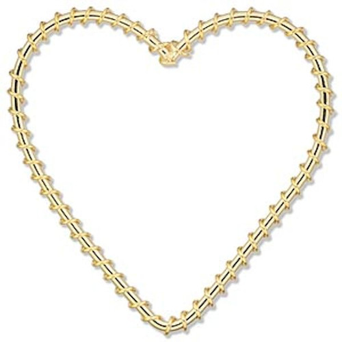 Component, 10 Gold Plated Steel Wire Wrapped 50x50mm Heart Components *