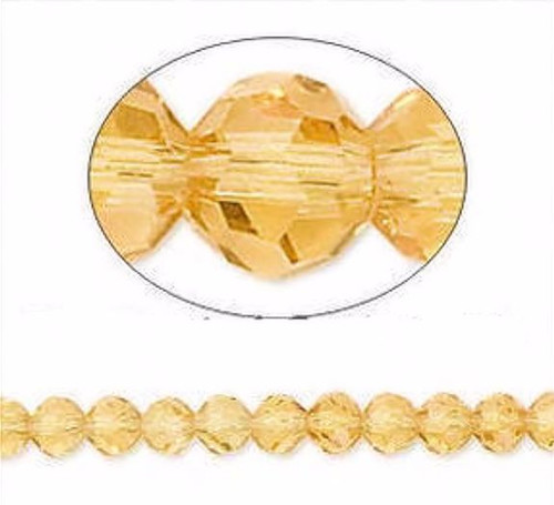 1 Strand Amber Gold 4mm Round Crystal 32 Facets Glass Beads *