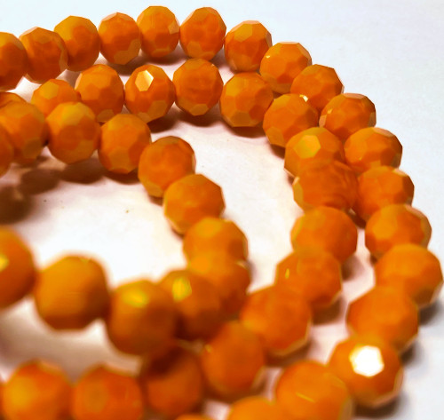 1 Std(70) Opaque Orange Crystal Glass 32 Facet 6mm Round Beads w/ 1.1-1.3mm Hole *