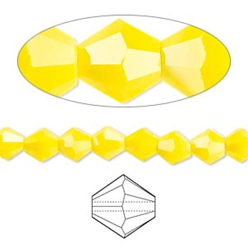 1 Strand Opaque Yellow 6mm 16 Facet Bicone Glass Beads *