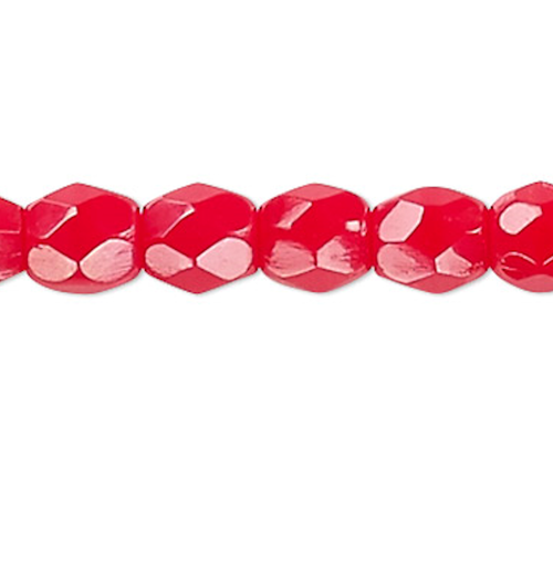 1 Strand(130) Opaque Red Czech Fire Polished 3mm Faceted Round Glass Beads