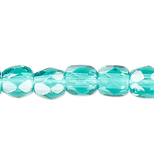 Bead, Teal 3mm Czech Fire Polished Faceted Round Glass Beads 1 Strand(130)