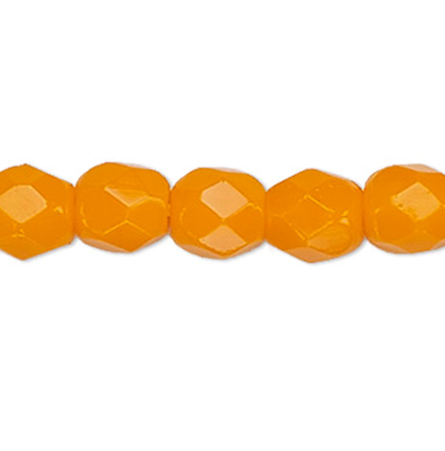 1 Strand Opaque Orange 3mm Czech Fire Polished Faceted Round Glass Beads