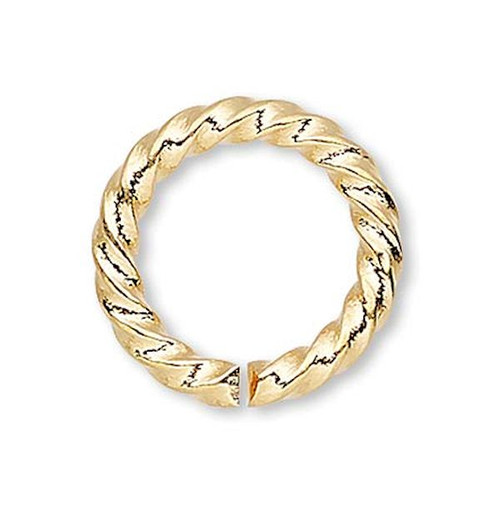 100 Gold Plated Brass 10mm Fancy Twisted 14 Gauge Jump Rings with 6.8mm ID
