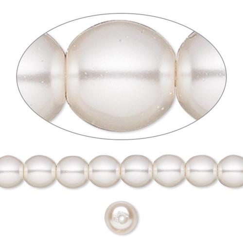 1 Strand(67) Czech Pressed Glass Druk Opaque Pearl 6mm Round Beads