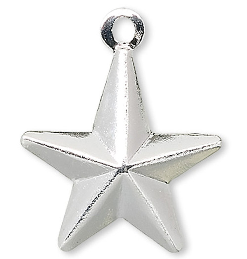 Charm, Drop, 100 Silver Plated Brass 13x13mm Star Drop Charms `