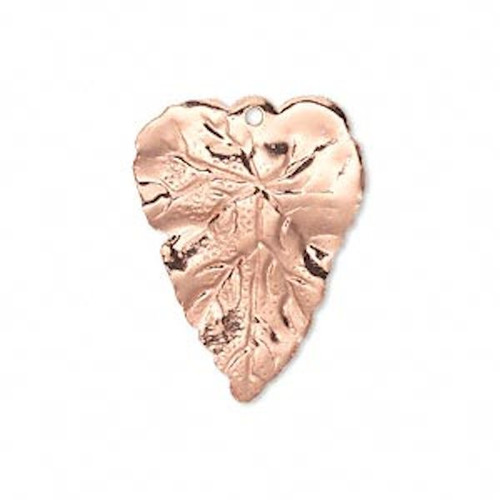 Charm, Leaf, 6 Copper Finished Brass 26x20mm Double Sided Leaf Charms *