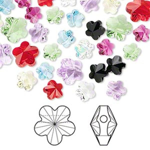 144 Swarovski 6x6mm and 8x8mm Faceted Flower Crystal Beads(5744)