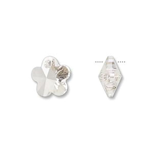 Drop, 2 Swarovski 12mm Silver Shade Crystal Flower Bead Charm Pendants (6744) *